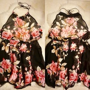 FP Open Side Romper in Black Floral